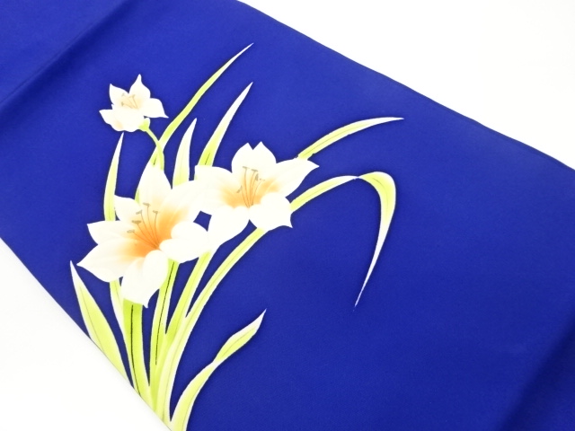 塩瀬手描き花葉模様名古屋帯